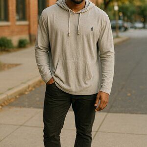 Ralph Lauren Polo Gray Long Sleeve Pullover Lightweight Hoodie (3XB)